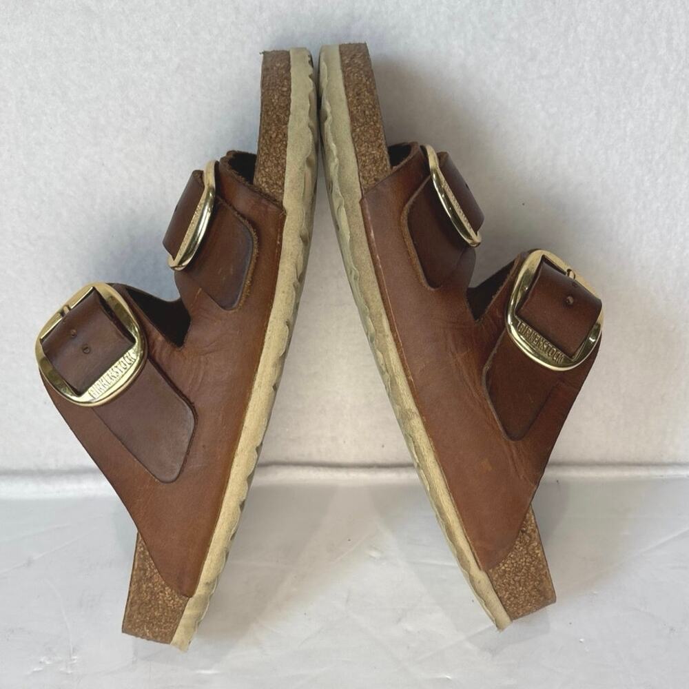 Birkenstock Arizona Big Buckle Oiled Leather Sandal Size EU39 US M6/W8 Cognac - Picture 7 of 8